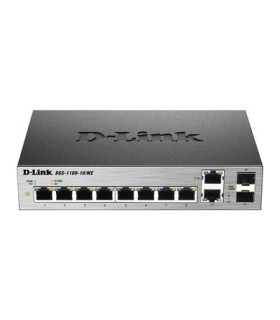 DGS-1100-10 8-Port 1000Base-T Easy Smart gigabit Switch With 2 Combo 100/1000 Base-T/SFP Ports, IPv6 Support