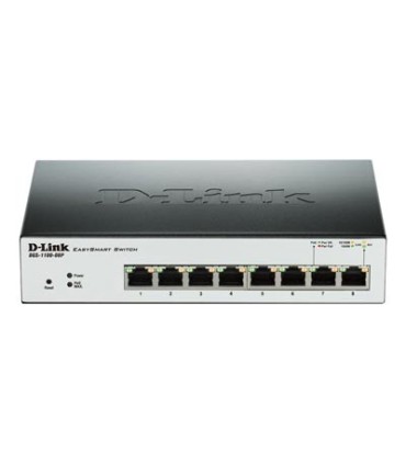 DGS-1100-08P 8 port 10/100/1000Mbps PoE Easy Smart Green Switch, 64W Power Budget
