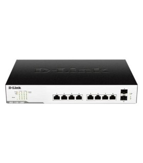 DGS-1100-10MP 8 Ports 10/100/1000Mbps PoE+ Smart Gigabit Switch with 2 SFP ports, 130W PoE power budget